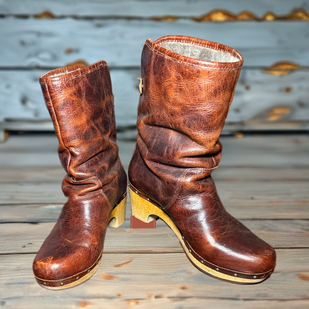 UGG Brown Wood Heeled Boots